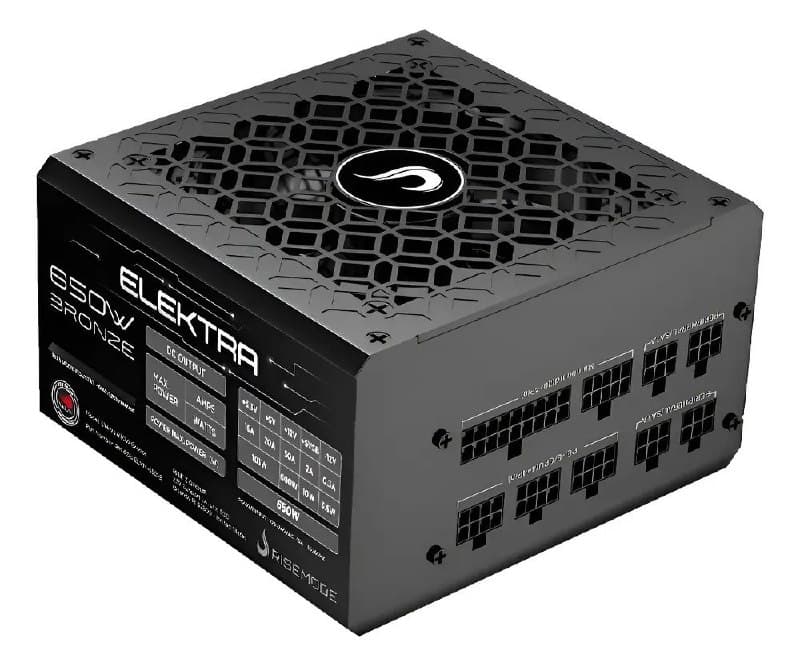 Fonte Gamer Rise Mode Elektra 650w Full Modular Selo Teclab Preto