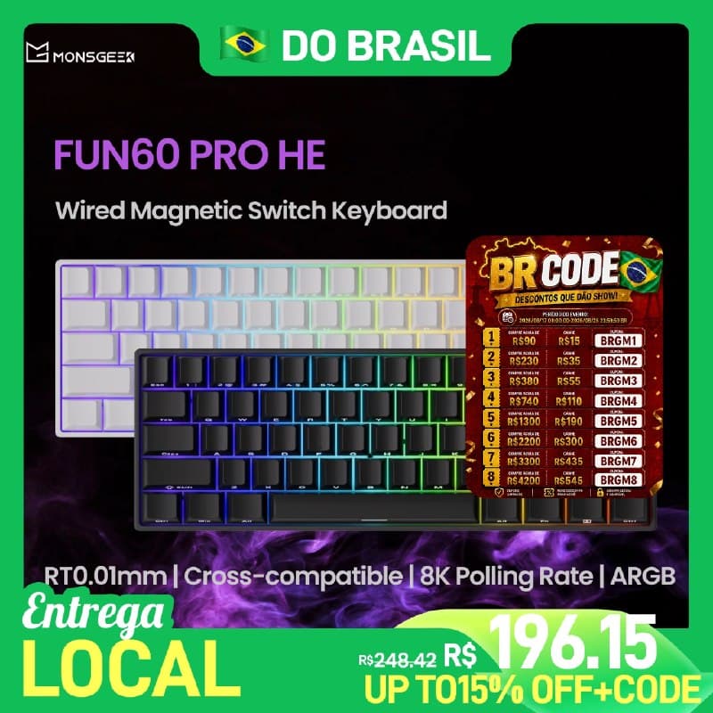 Teclado Magnético Akko MonsGeek Fun60 Pro Wired