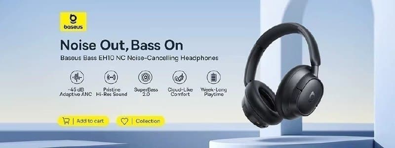 Headphone Sem Fio Baseus Bass Bh1 Lite Bluetooth Com Enc - Preto