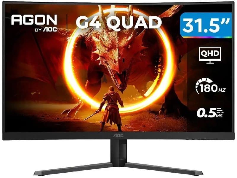 Monitor Gamer AOC Gaming 32" QHD 180Hz VA 0,5ms HDMI DisplayPort - Bivolt CQ32G4E