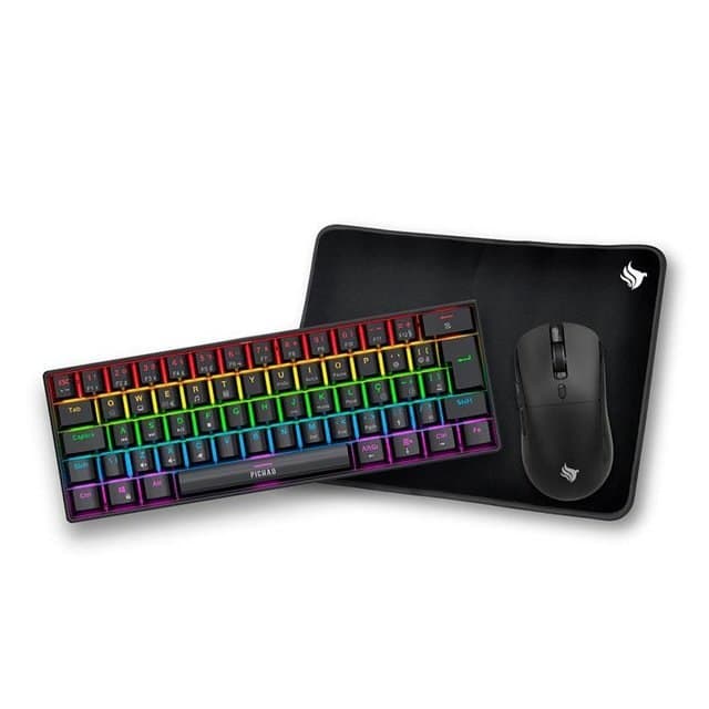 Combo Gamer Pichau NetunoLight3x1, Rainbow, Teclado MecanicoABNT2, Mouse 4200Dpi,Mousepad
