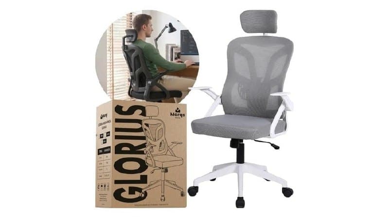 Cadeira De Escritorio Ergonomica Nr17 Glorious Marqs Home Giratoria Resistente Reforçada 180kg Confortavel Reuniao Mesh Cinza