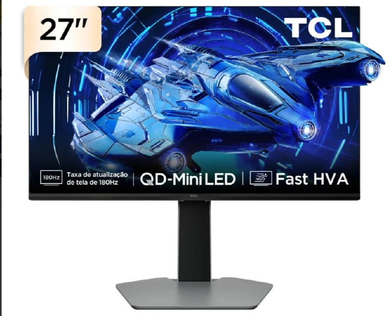 Monitor Gamer TCL 27 Polegadas QLED Mini LED QHD G64 180Hz 1ms (GtG) Freesync HDR 600 nits 27G64