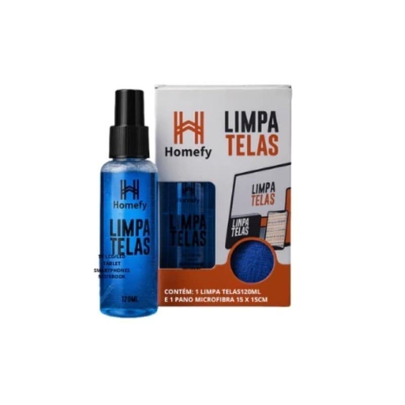 Limpa Telas Homefy 120ml com Pano - Limpeza Sem Manchas para TV