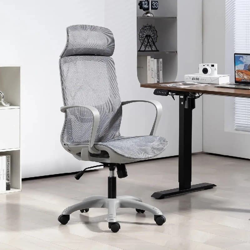 Cadeira Escritório Ergonômica Encosto Em Tela Respirável Cinza Malha Python Fly