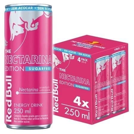 Pack 4 latas, Red Bull Energético Nectarina Edition 250ml, Sem Açúcar