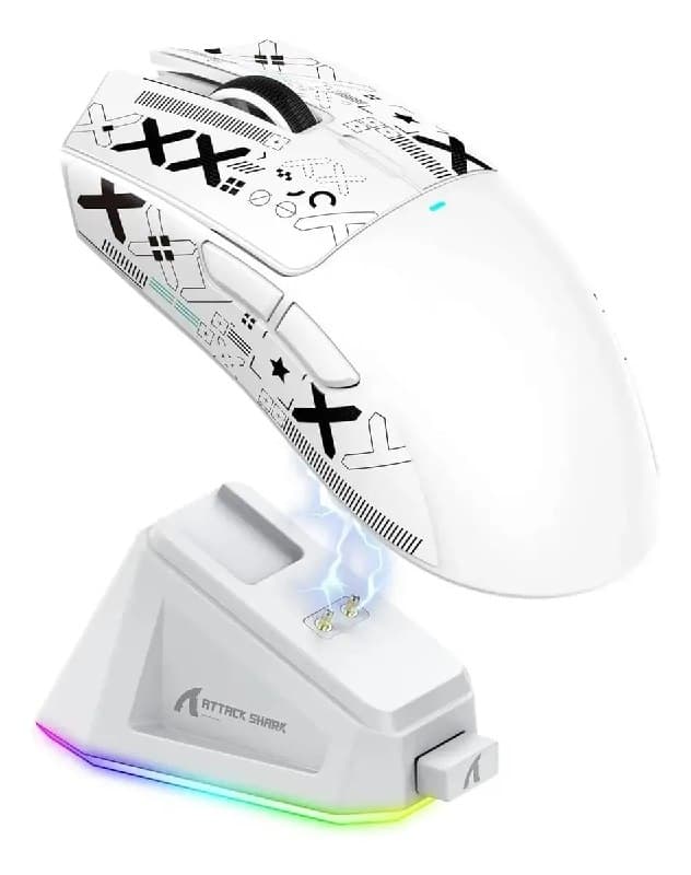 Mouse Gamer Sem Fio Attack Shark X11 Com Base De Carga White
