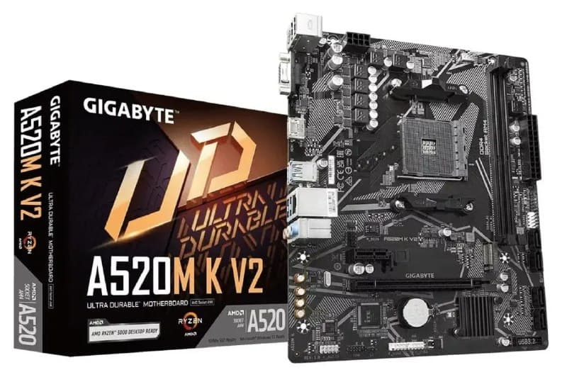 Placa Mãe A520M K V2 AMD AM4 MATX DDR4 Gigabyte Cor Preto