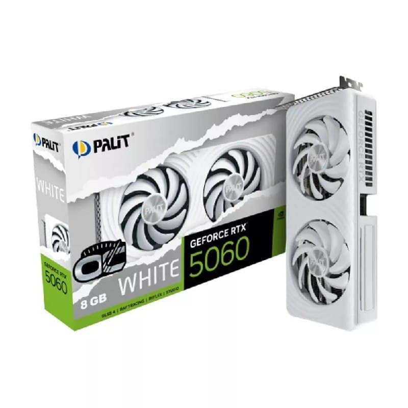 Placa de Video GeForce NVIDIA Palit RTX5060 White Oc 8GB