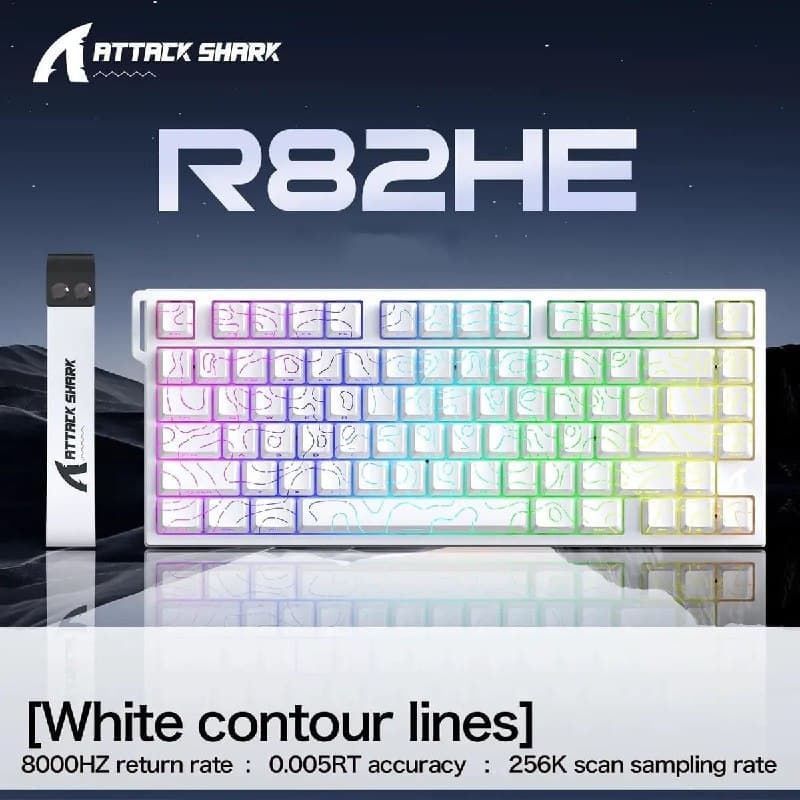 Teclado Mecânico Attack Shark R82he 8000hz Gamer White Line Inglês Us