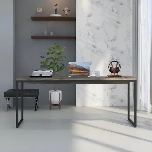 Mesa Para Escritório Diretor 1,80m Dynamica Cor Carvalho Dark / Est.Preta