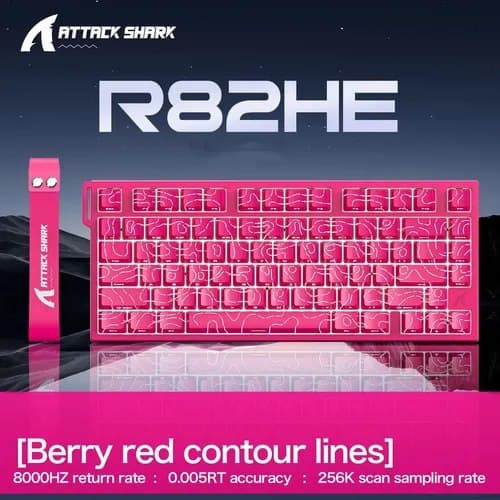Teclado Mecânico Attack Shark R82he 8000hz Gamer Berryred Line Inglês Us