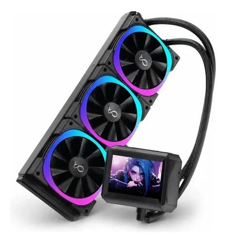 Water Cooler 360mm Rgb Lcd 3 Fans Argb Refrigeração Líquida Preto